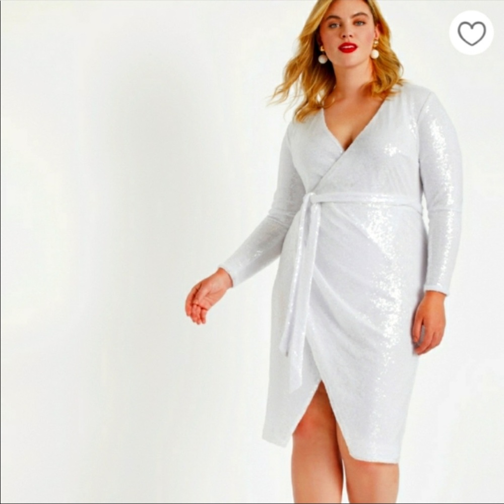 White Sequin Wrap Dress Perfect for a Bachelorette